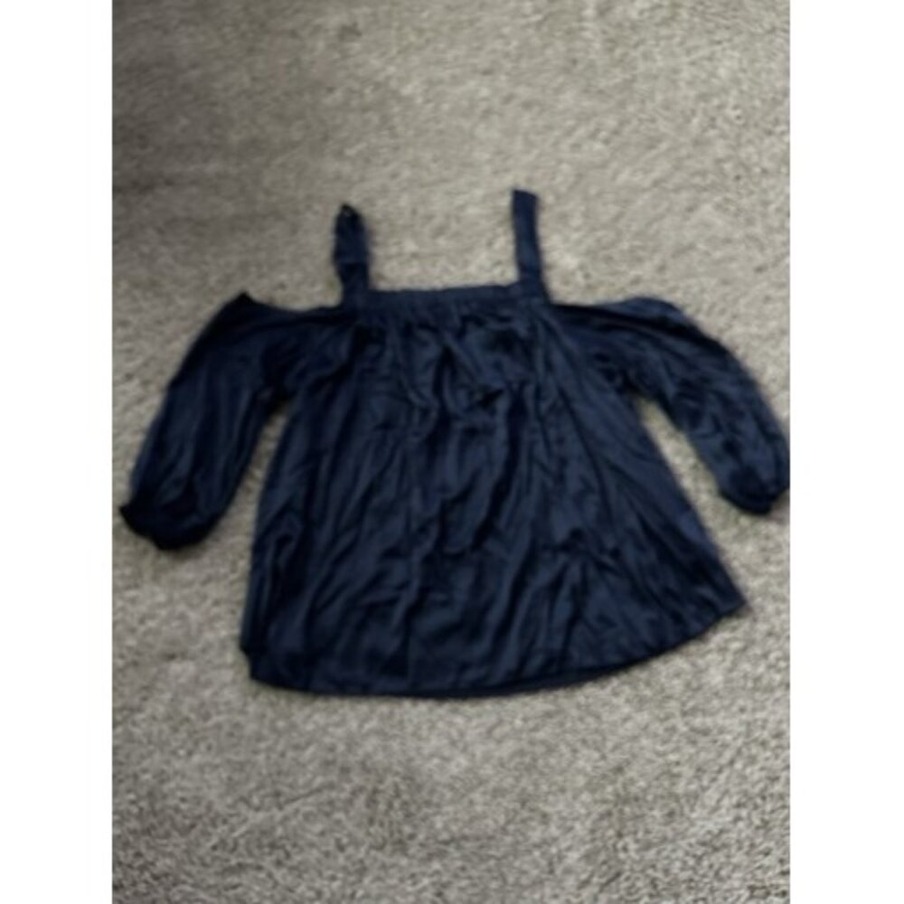 Blue Leopard Womens Pull Over Navy Blue Plus Size Size 3XL Casual Career Top